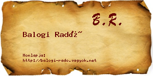 Balogi Radó névjegykártya